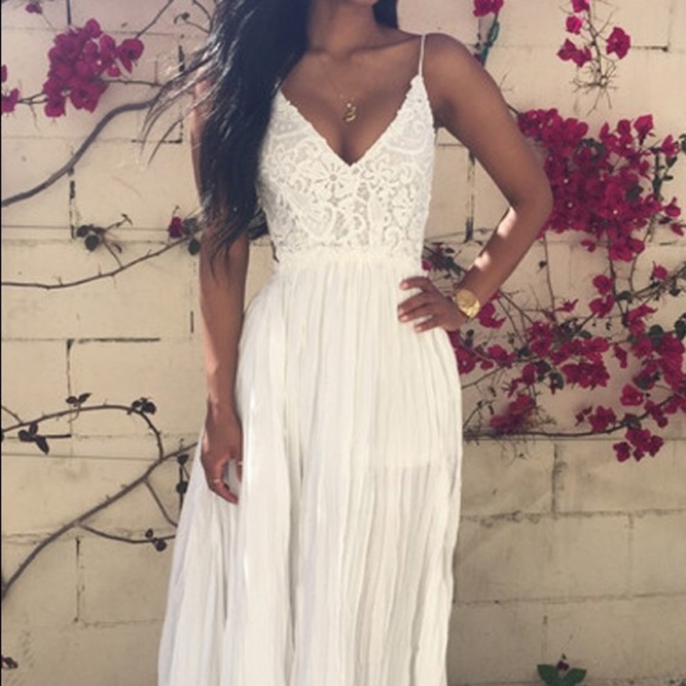 White sheer backless dress